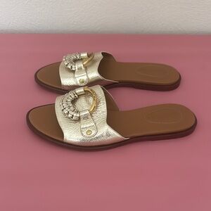 Chloe Gold Slide Sandals